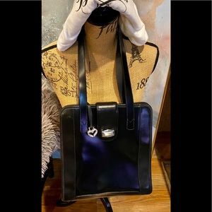 BRIGHTON Black Leather Vintage Shoulder Bag -Rare!